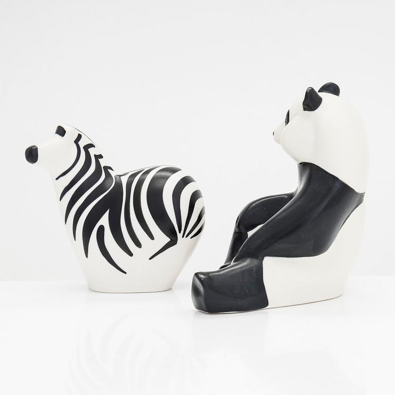 Lillemor Mannerheim, två figuriner, stengods, Arabia. Signerad Lillemor, 1980-tal.