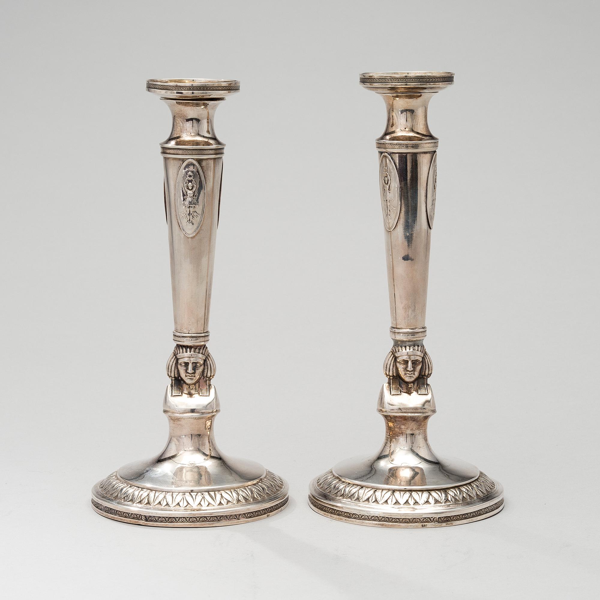LJUSSTAKAR, silver, Tyskland 1800-talets början, vikt 580 g.