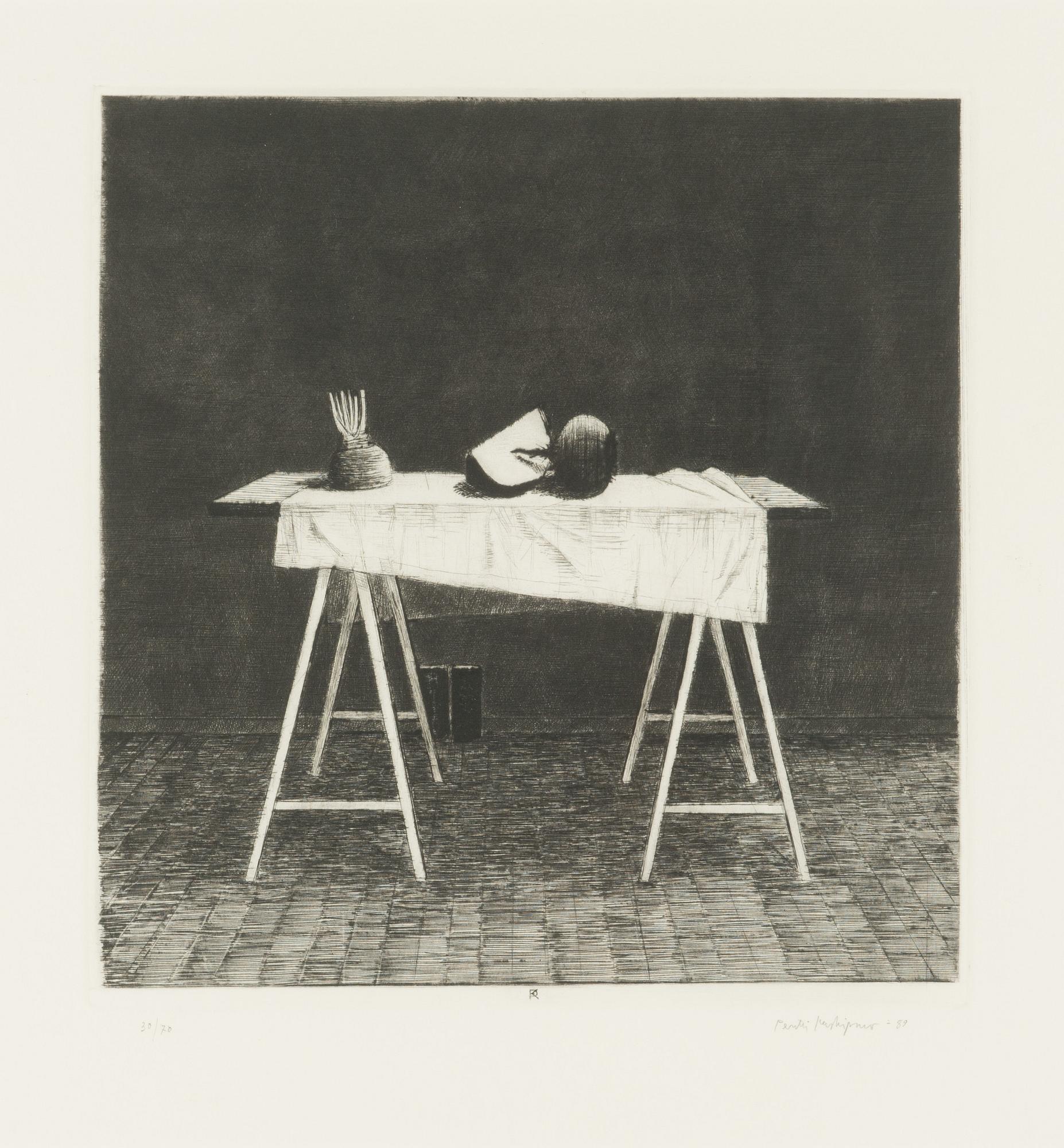 Pentti Kaskipuro, etsnng, torrnål, signerad och daterad -89, numrerad 30/70.