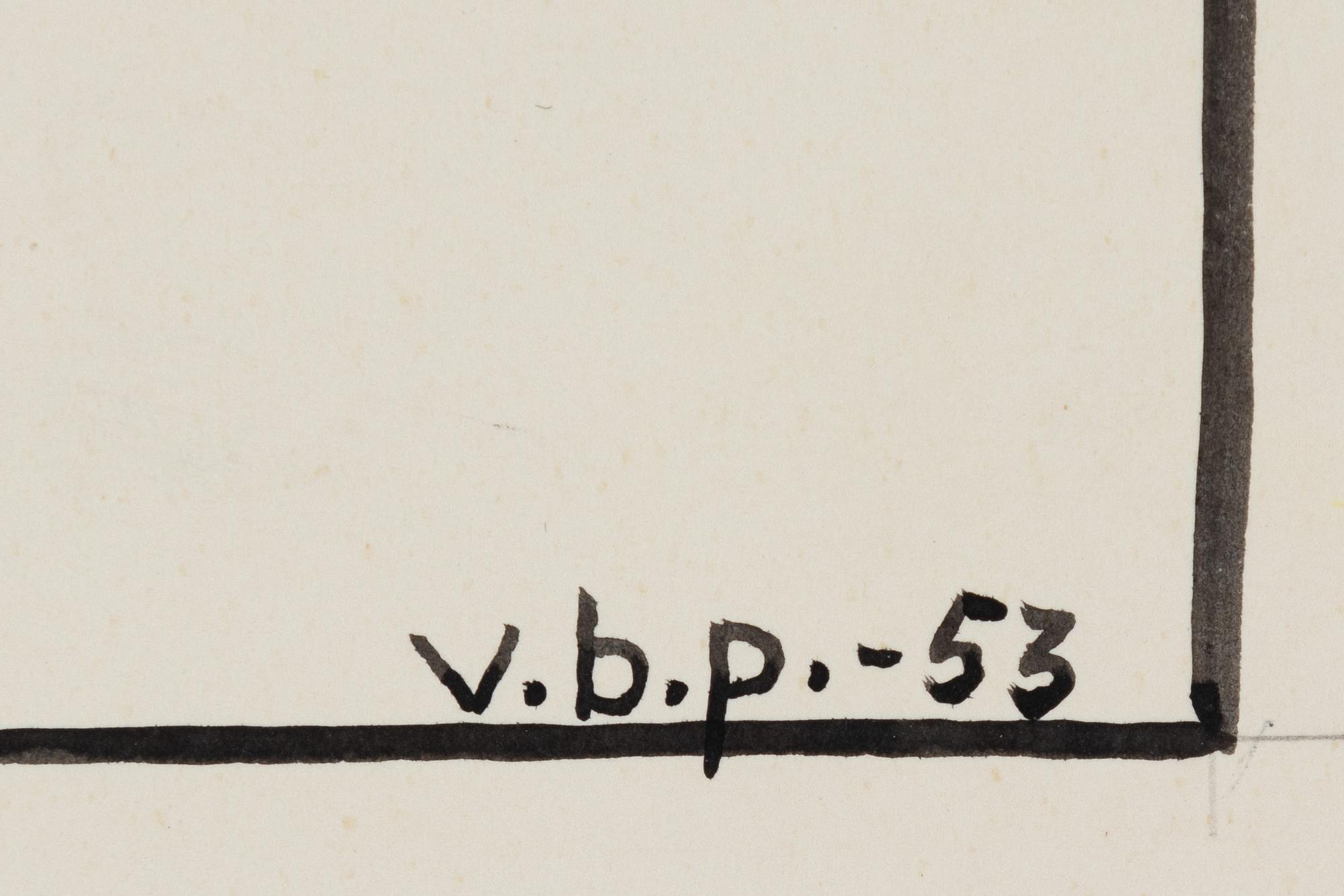 Vilhelm Bjerke-Petersen, blandteknik, signerad, och daterad -53.