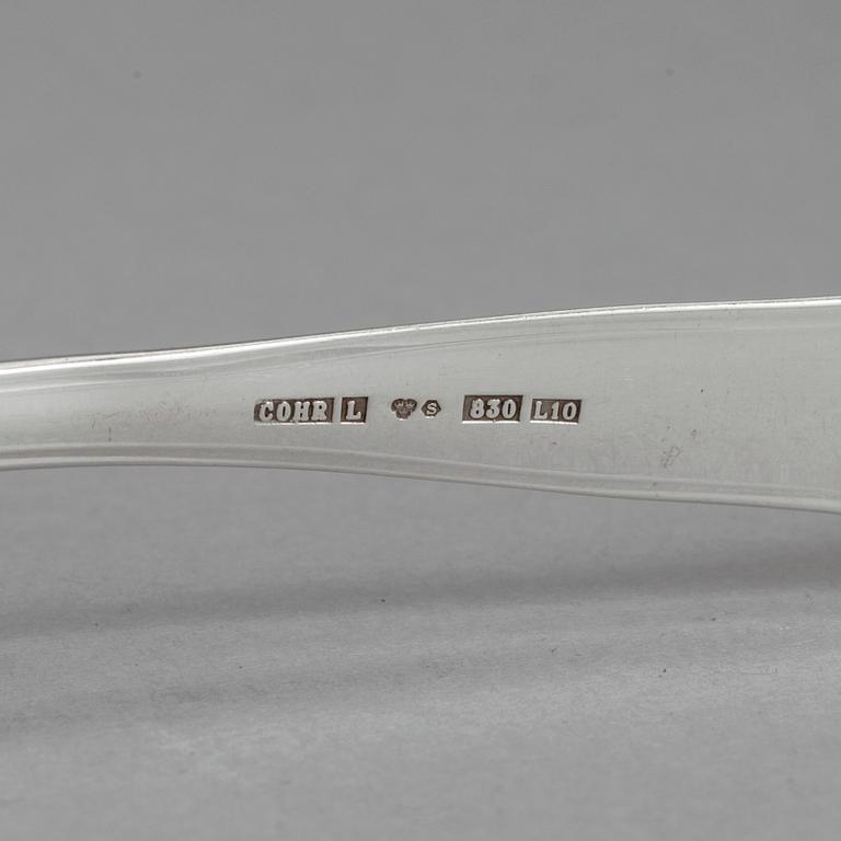 KAFFESKEDAR, 11 st, silver, "Sachsisk", Cohr och Mema,  sent 1900-tal. Vikt 150 gram.