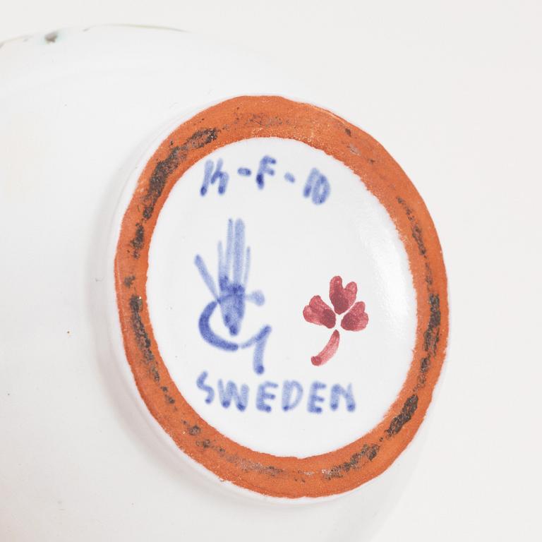 Stig Lindberg, plunta och burk med lock, fajans, Gustavsbergs studio.