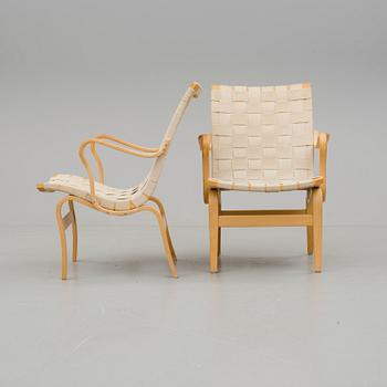 FÅTÖLJER, 2 st, "Eva", Bruno Mathsson, Dux, 1900-talets andra hälft.