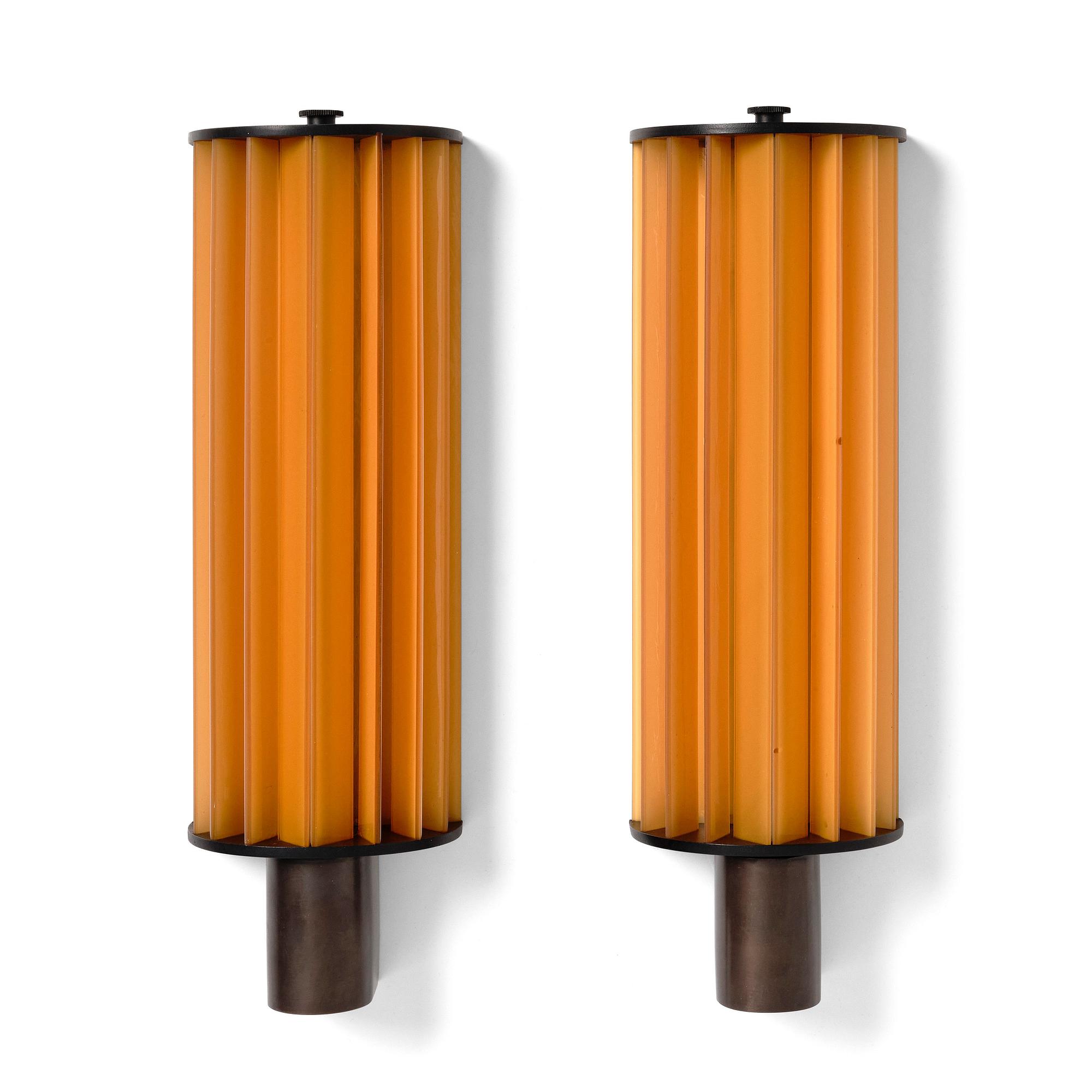 Poul Henningsen, a pair of 'Elongated (Langlyslampen)' wall lights, Louis Poulsen, Denmark post 1934.