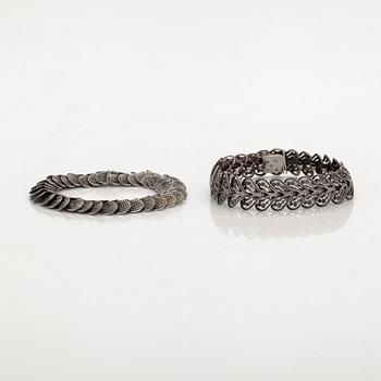 Bracelets, 2 pieces, silver, Tillander, 1952.