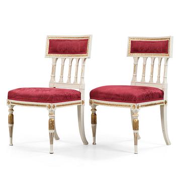 6. A pair of Gustavian late 18th century chairs.