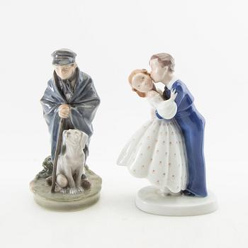 Figurines 7 pcs Royal Copenhagen/Bing & Grøndahl
 and Dahl Jensen mid/late 20th century porcelain.