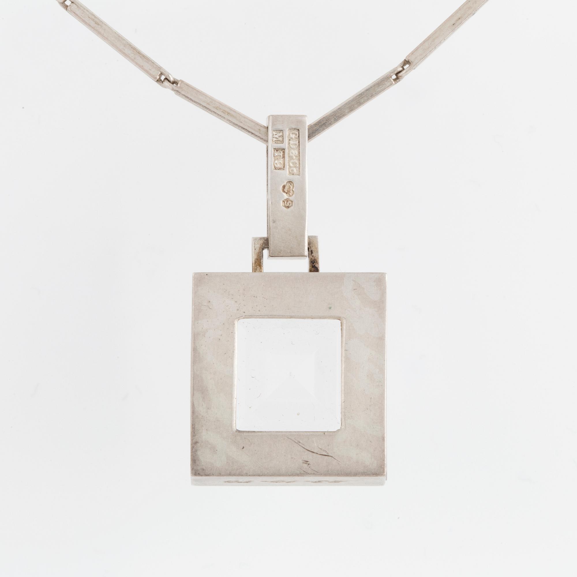 GUSTAF DAHLGREN & CO, Hänge med kedja, silver och bergkristall.