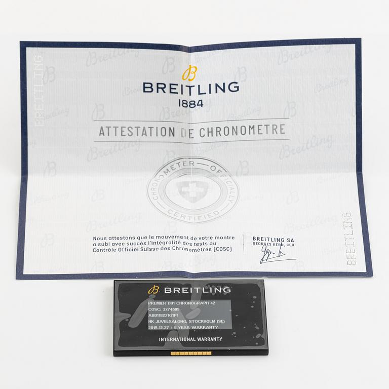 Breitling, Premier B01, kronograf, 42 mm.