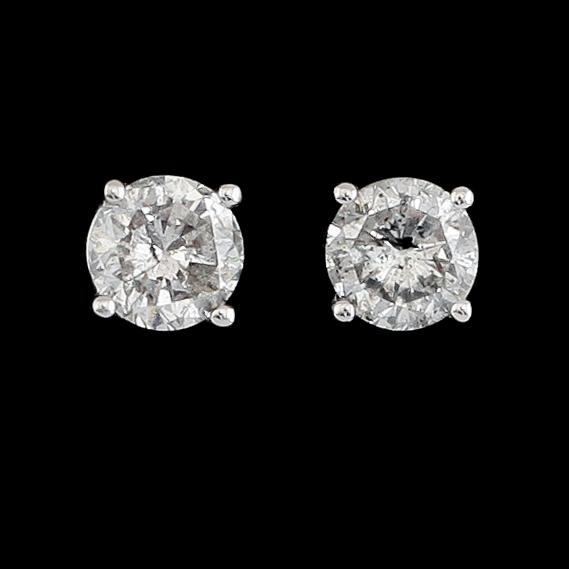 ÖRHÄNGEN, 1 par, 14K vitguld, briljantslipade diamanter tot ca 0.40 ct.