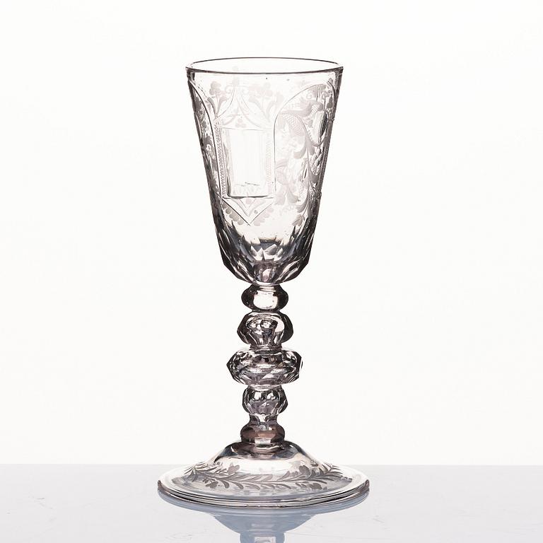 Pokal, glas. Böhmen, 1700-tal.