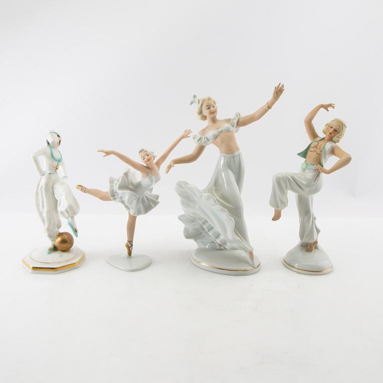 Figurines 4 pcs Schaubach, Wallendorf and Hutschenreuther Germany mid-20th century porcelain.
