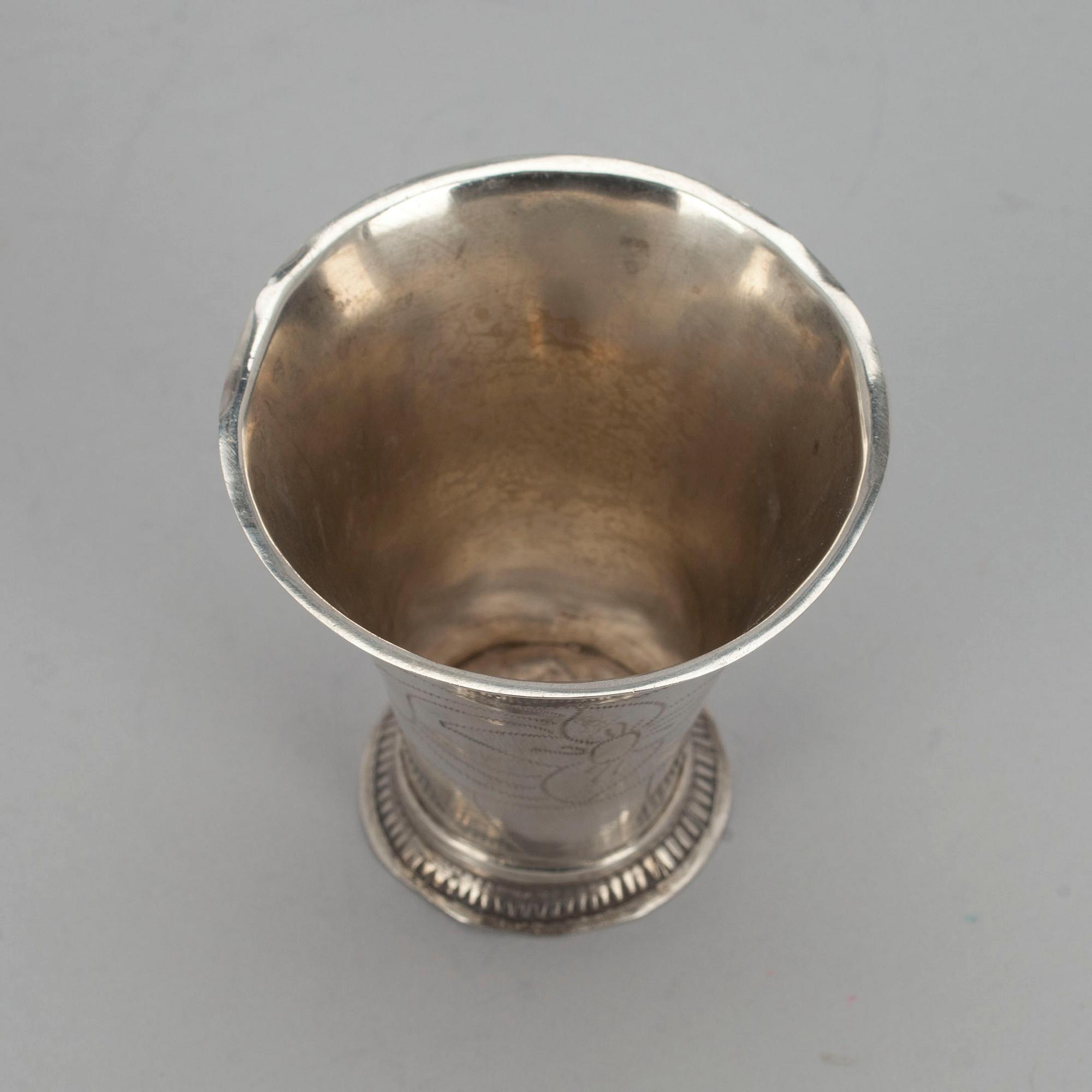 BÄGARE, silver, Finland, Tavastehus 1782, Petter Törnqvist. Vikt 52 g.