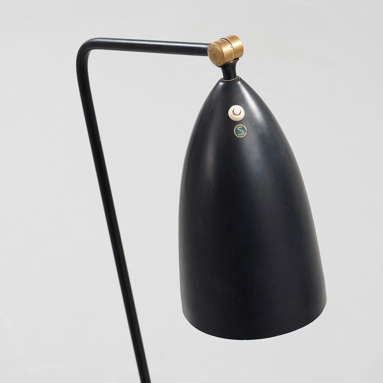 A Greta Magnusson Grossman 'G-33' (Grasshopper) black lacquered floor lamp, Bergboms, Sweden 1950's.