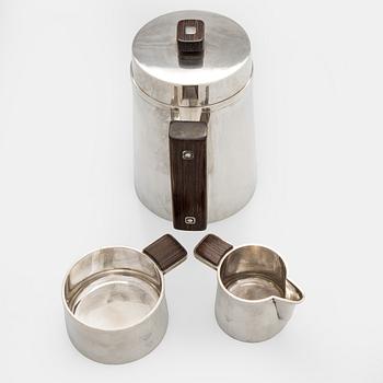 Bertel Gardberg, Coffee set, 3 pieces, 916 silver and rosewood, Toivo V. Toukonen, Helsinki, 1956.