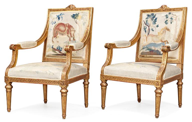 A pair of Gustavian armchairs.