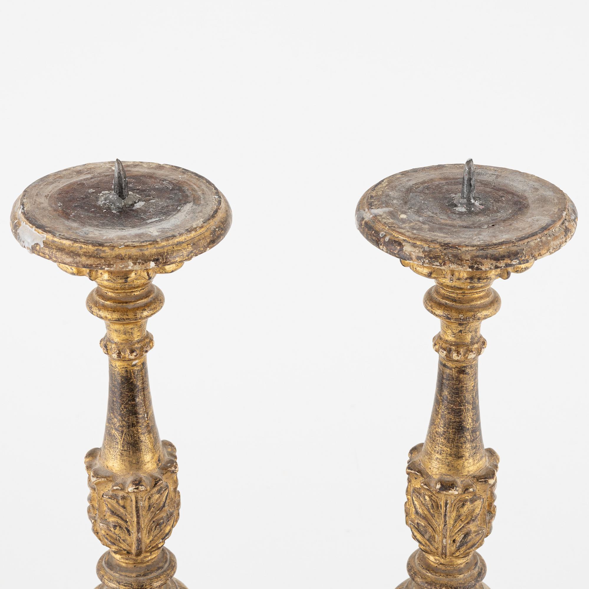 Ljusstakar, ett par, barockstil, troligen 1800-tal.