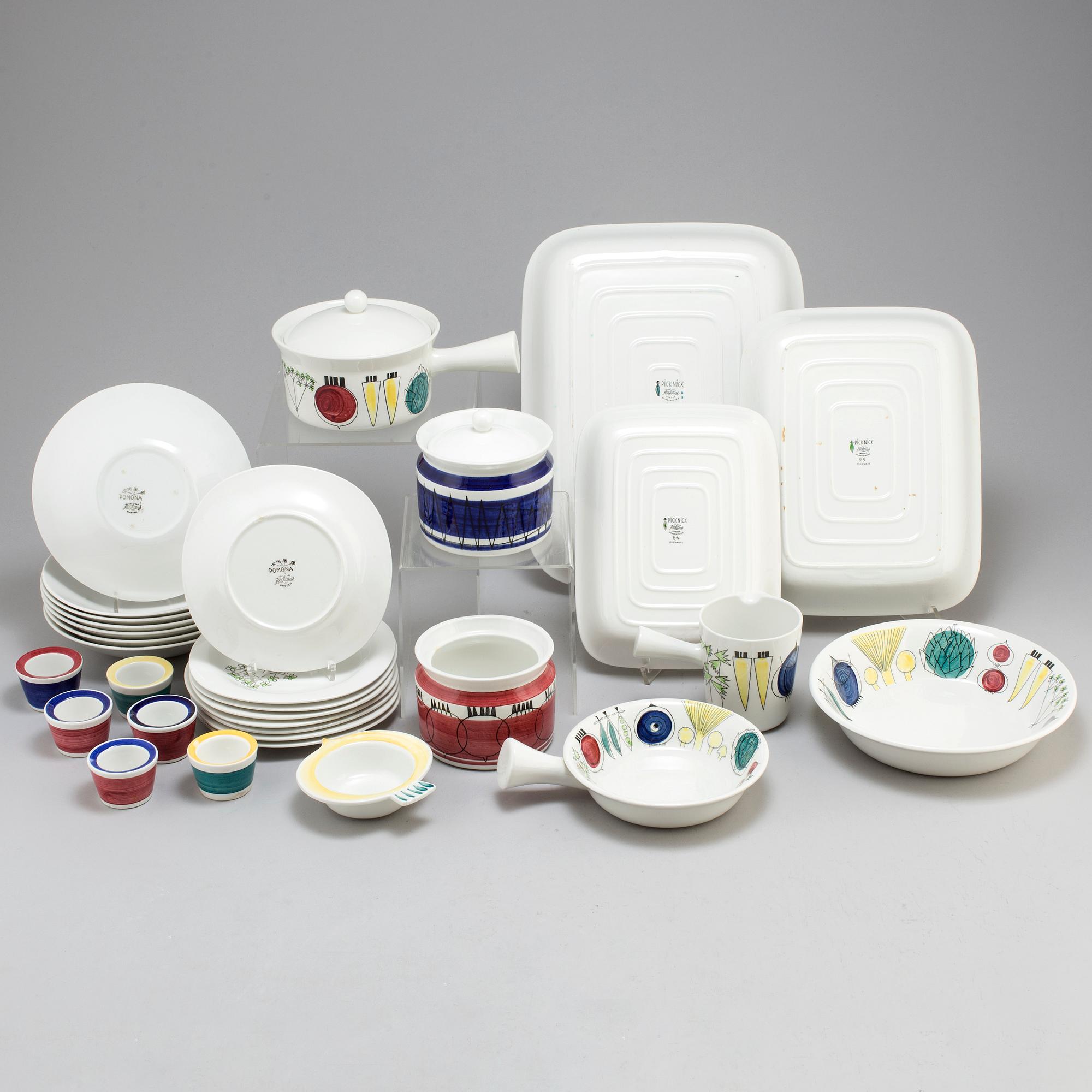 A Marianne Westman earthenware 'Picknick' and 'Pomona' part dinner service, for Rörstrand.