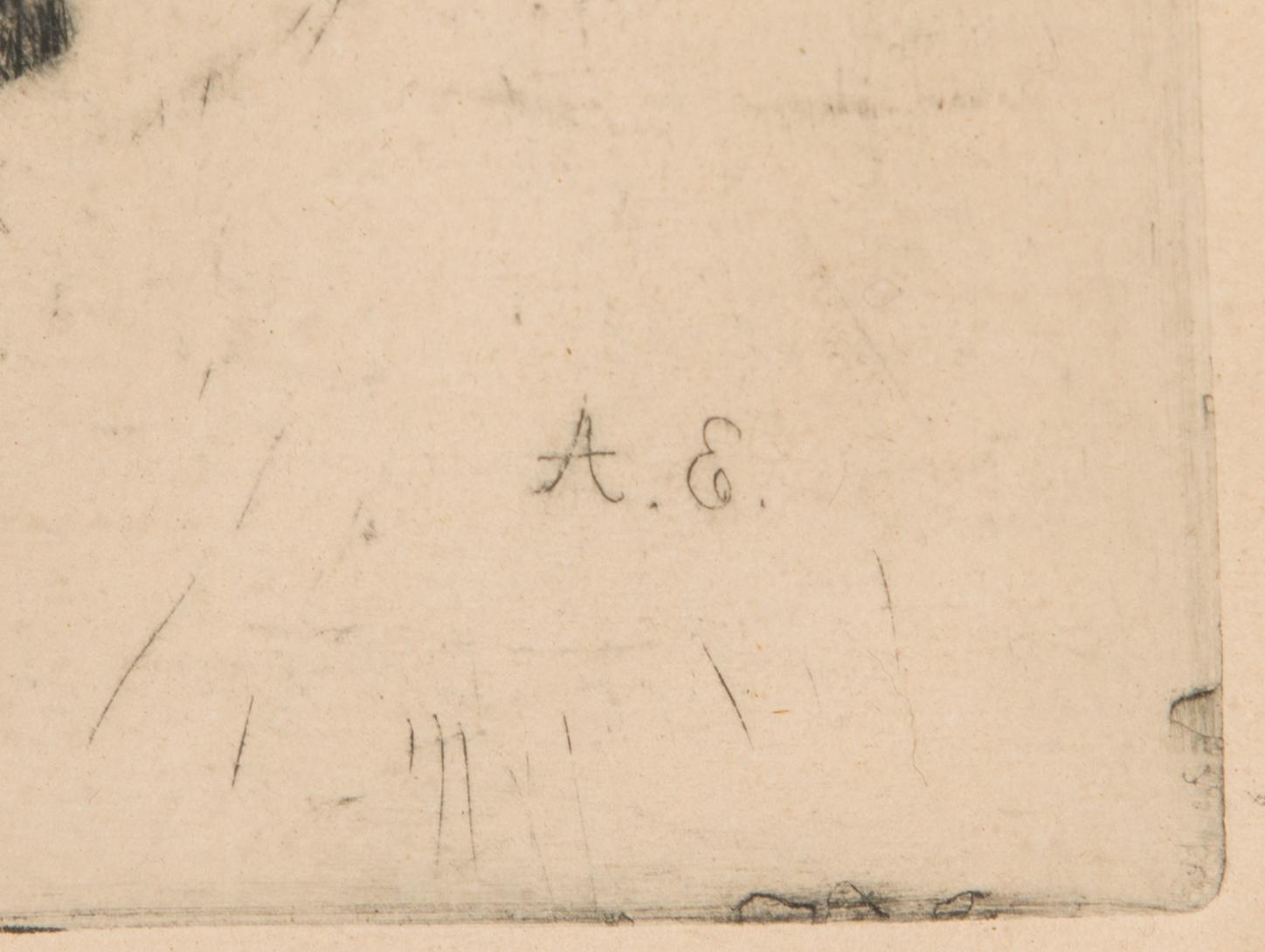 Albert Edelfelt, etching, signed on plate.