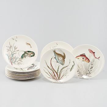 FISKTALLRIKAR, 12 st, flintgods, "Fish", Johnson & Bros, England, 1900-tal.