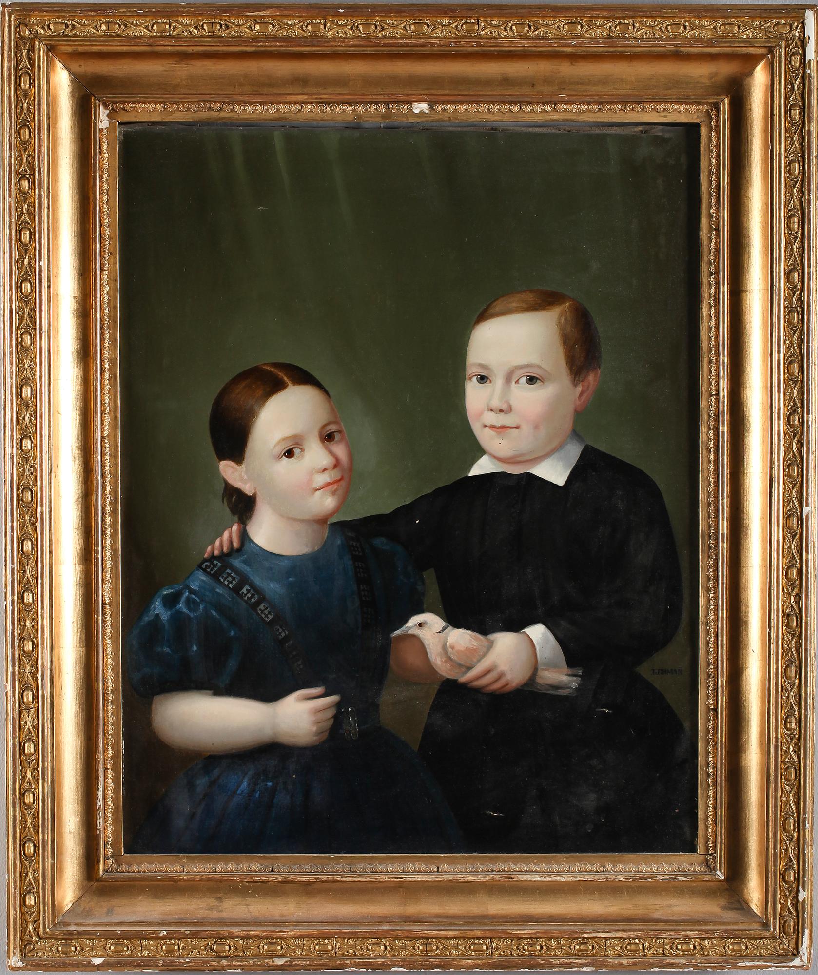 OKÄND KONSTNÄR, olja på duk, signerad Lehman, 1800-talets mitt.