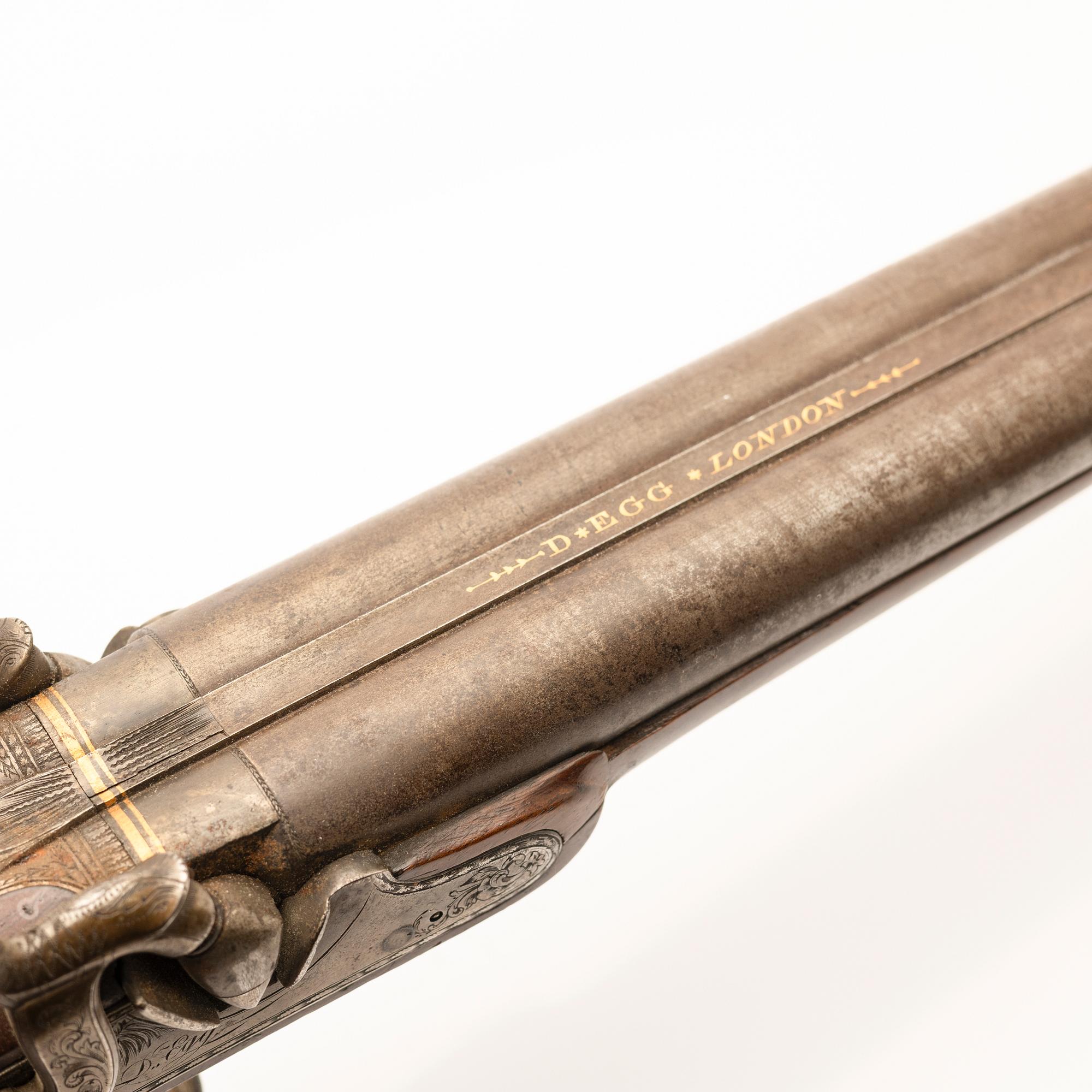Shot gun pecussion lock, Durs Egg London, early 19th century, a gift certificate accompanies.