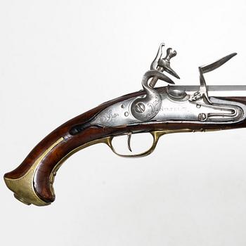 Flintlåspistoler, ett par, signerade C. SCHEL 1709, Nortelie. (Caspar el.Christopher Schiel).