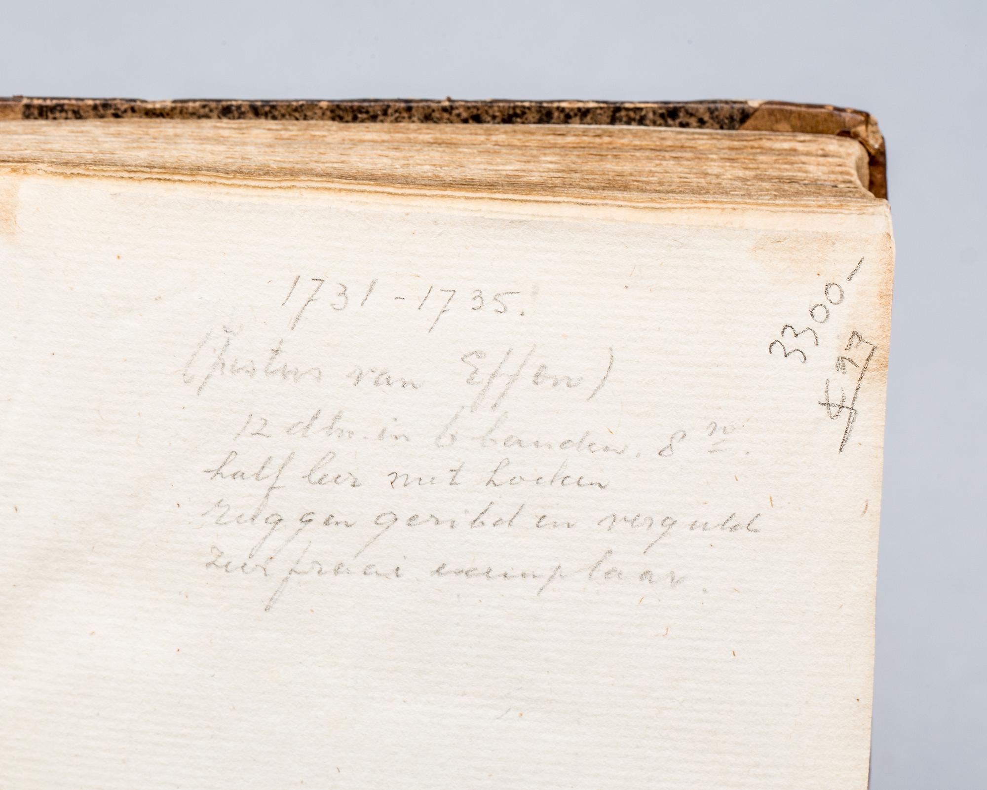 BOK, 6 volymer, "De Hollandsche Spextator", 12 delar i 6 vol.Hermanus Uytwerf, Amsterdam,1731-1735.