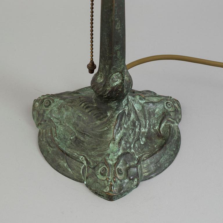 ALICE NORDIN, tillskriven. Bordslampa, brons, jugend, Böhlmarks, tidigt 1900-tal.