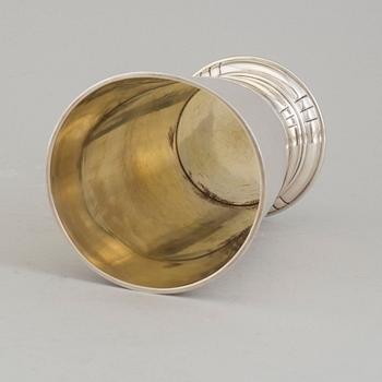 A parcel-gilt sterling silver vase from Aktiebolaget Ikora, Stockholm, 1953.