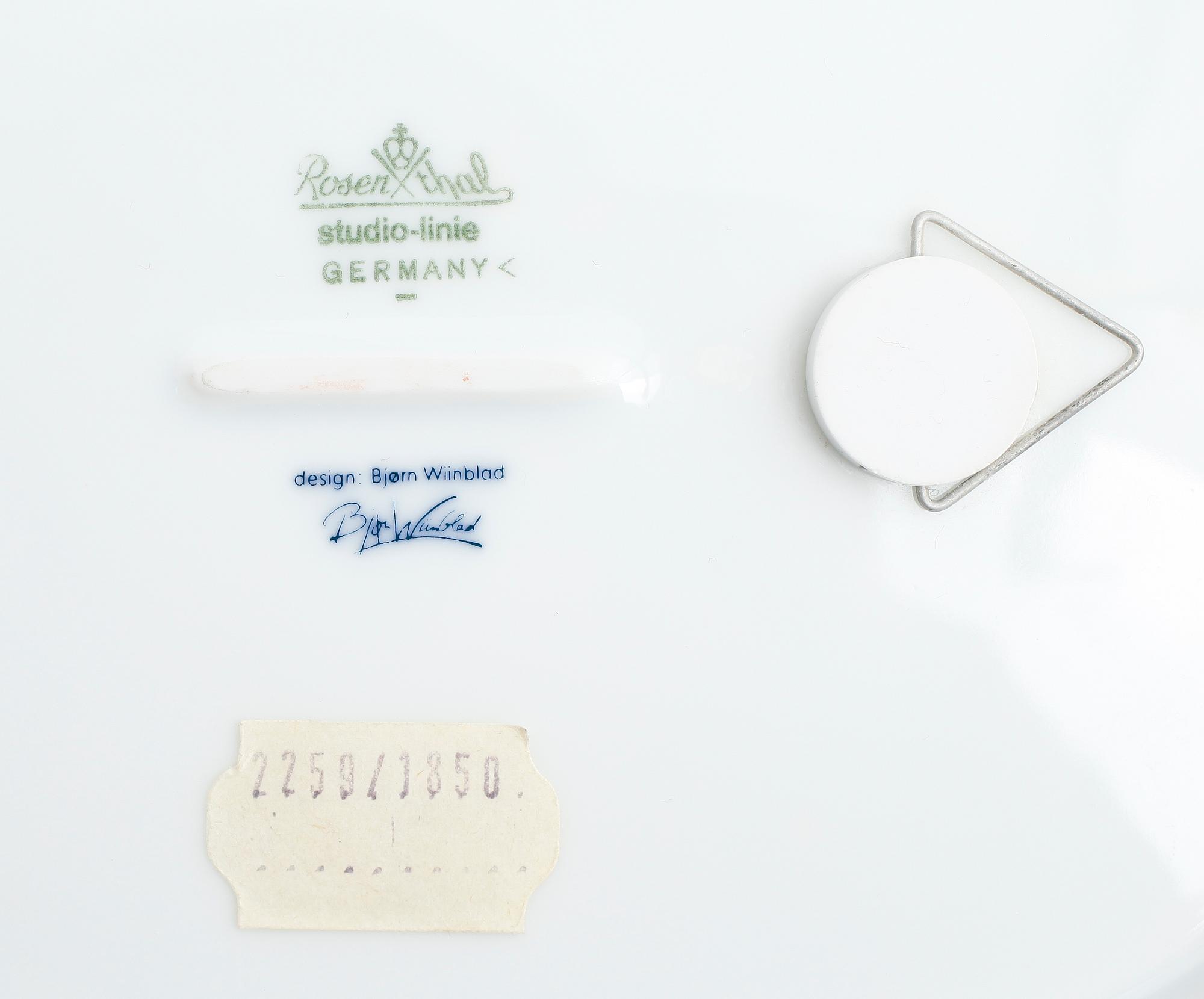 FAT, 9 delar, porslin, Björn Wiinblad, Rosenthal Studio-Line.