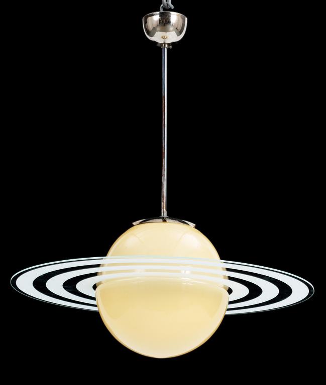 TAKLAMPA, "Saturnus", glas, 1940/50-tal. H ca 80.