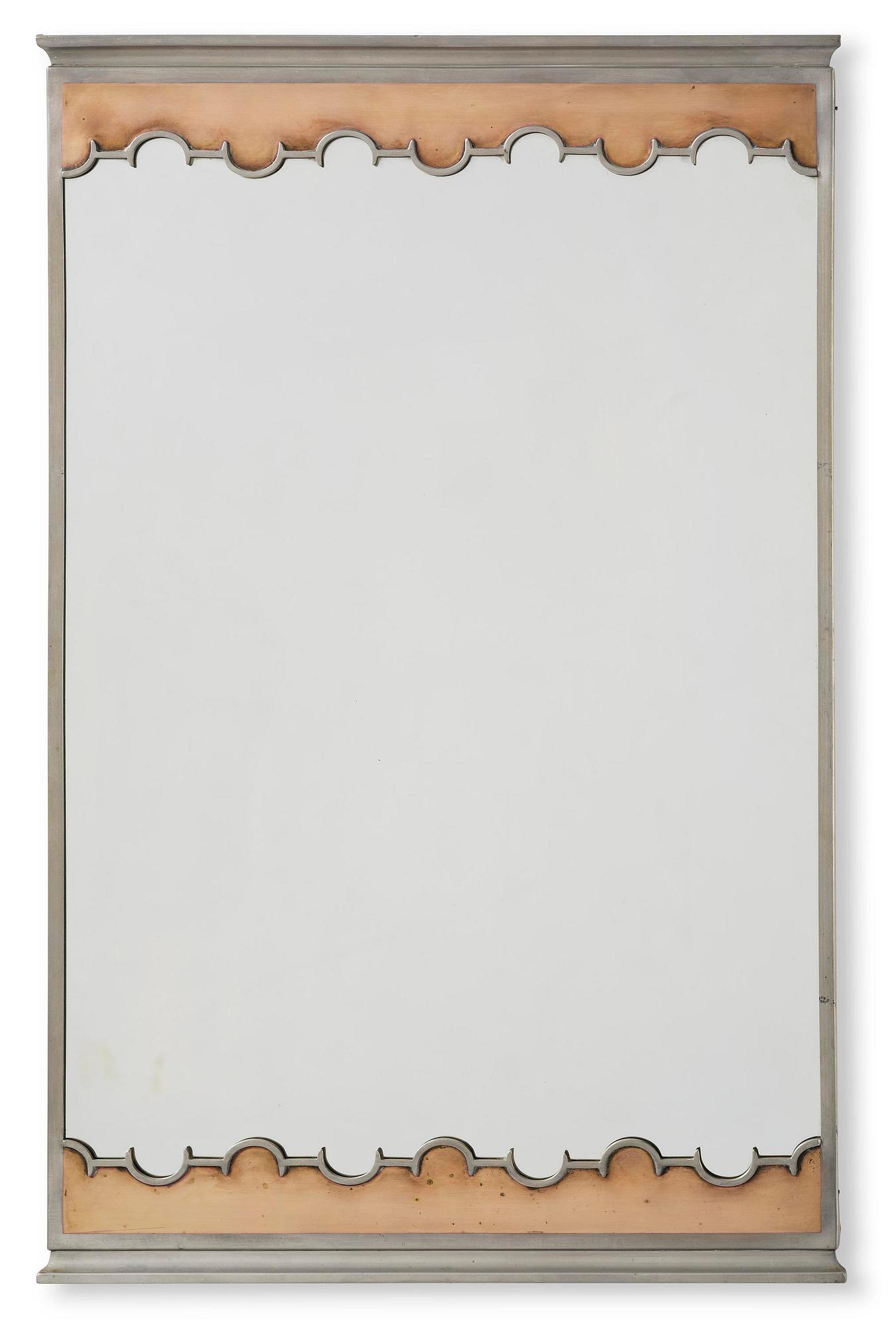 Nils Fougstedt, a rare pewter and brass wall mirror model A 679, Firma Svenskt Tenn, Stockholm, 1932.