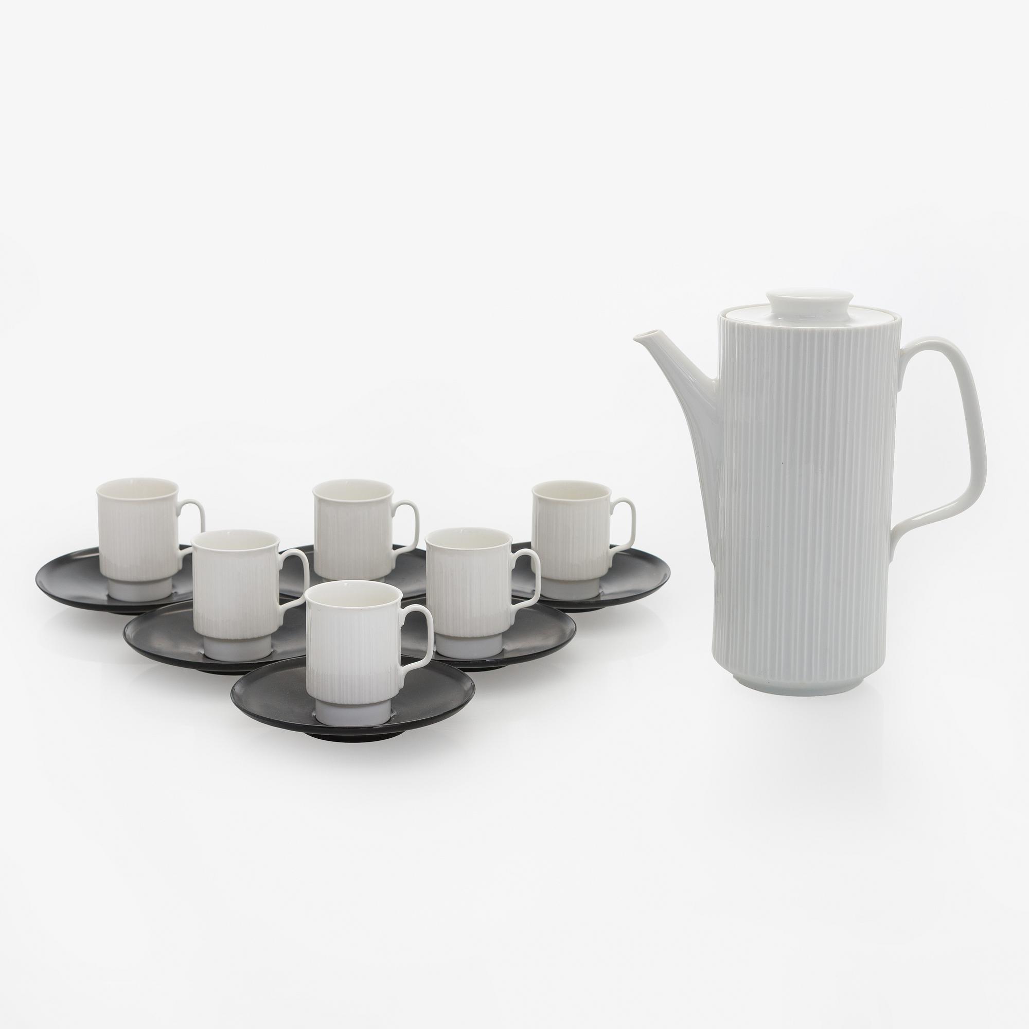 Tapio Wirkkala, a 7-piece porcelain 'Variation' espresso service Rosenthal, Studio-line, Germany.