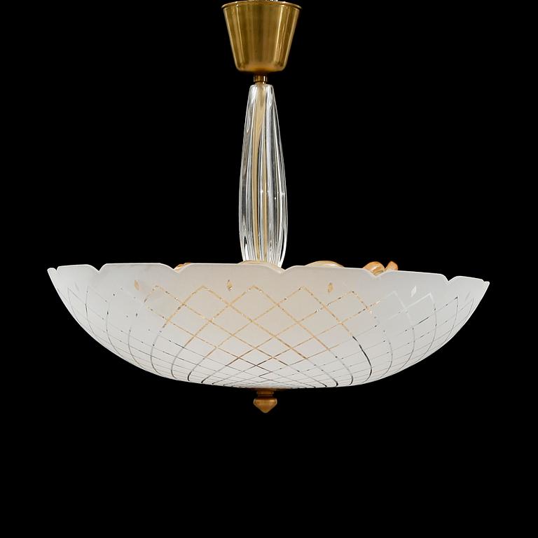 TAKLAMPA, glas, Orrefors, 1900-talets mitt. Höjd ca 50 cm.
