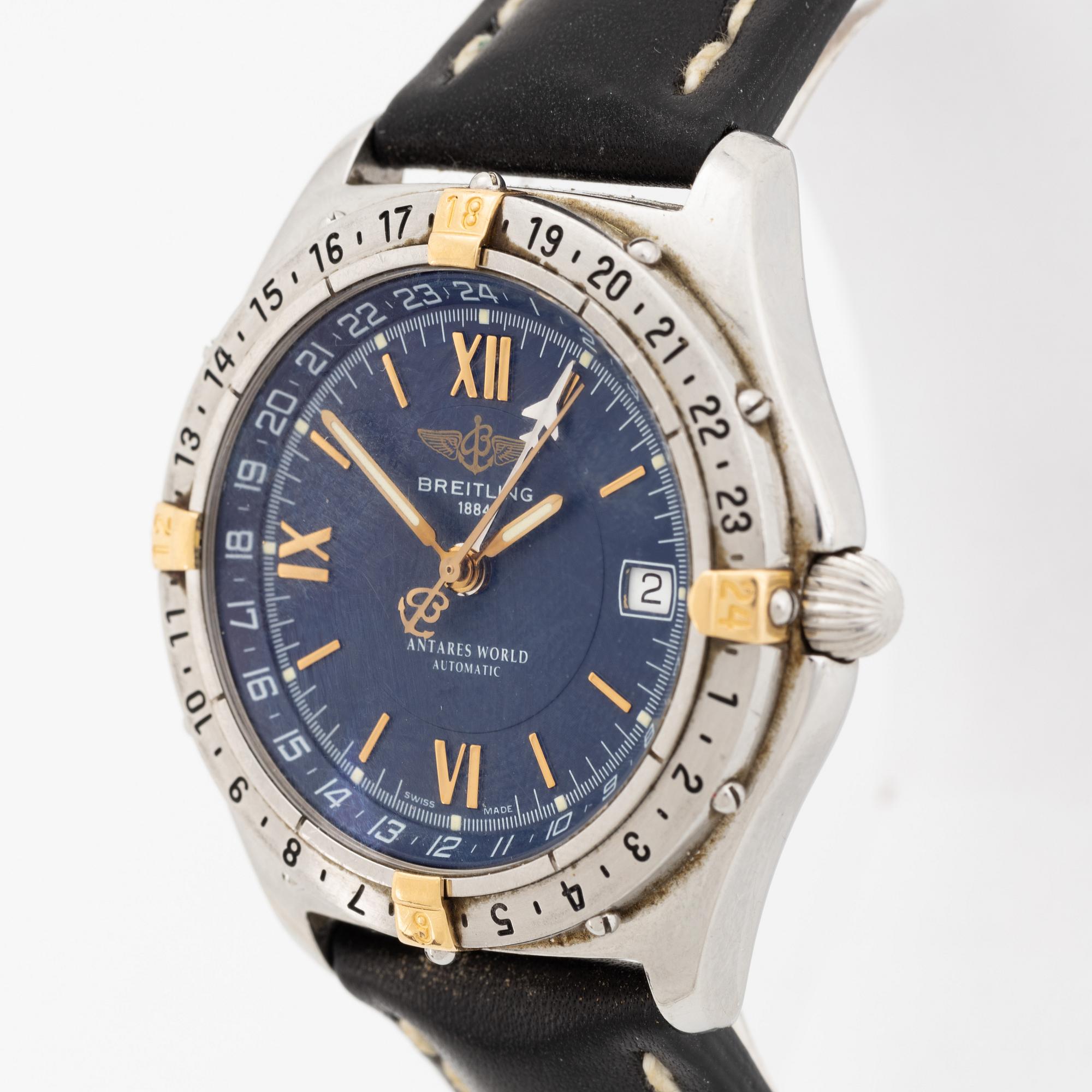 Breitling Antares World wristwatch 38 mm. Bukowskis