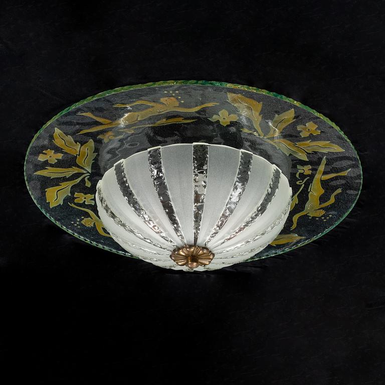 A Swedish Modern glass ceiling light, 1940's.