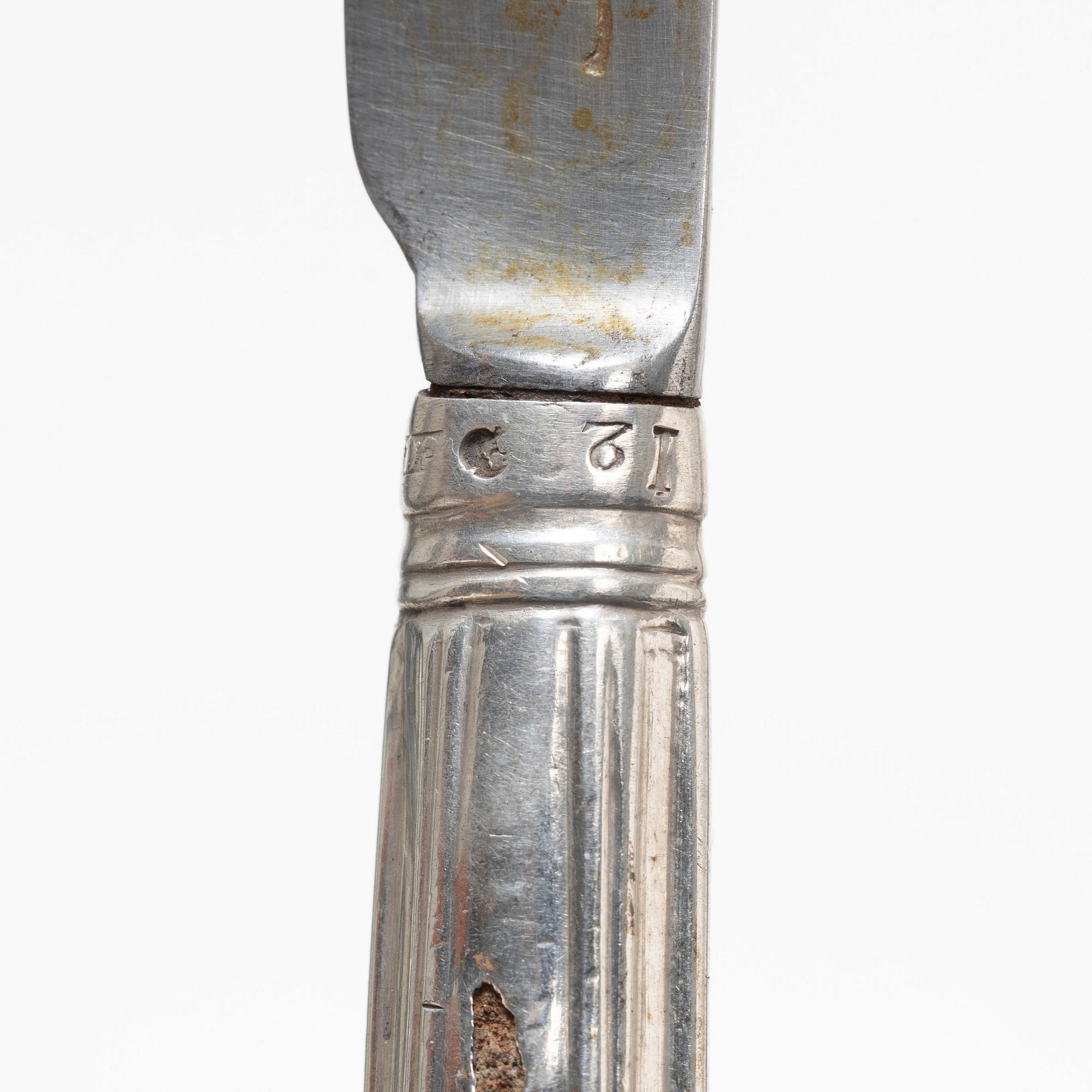 Gustaviansk, Carl Gideon Renander, cutlery, 4 pcs, silver, late Gustavian, Stockholm 1791-1792.