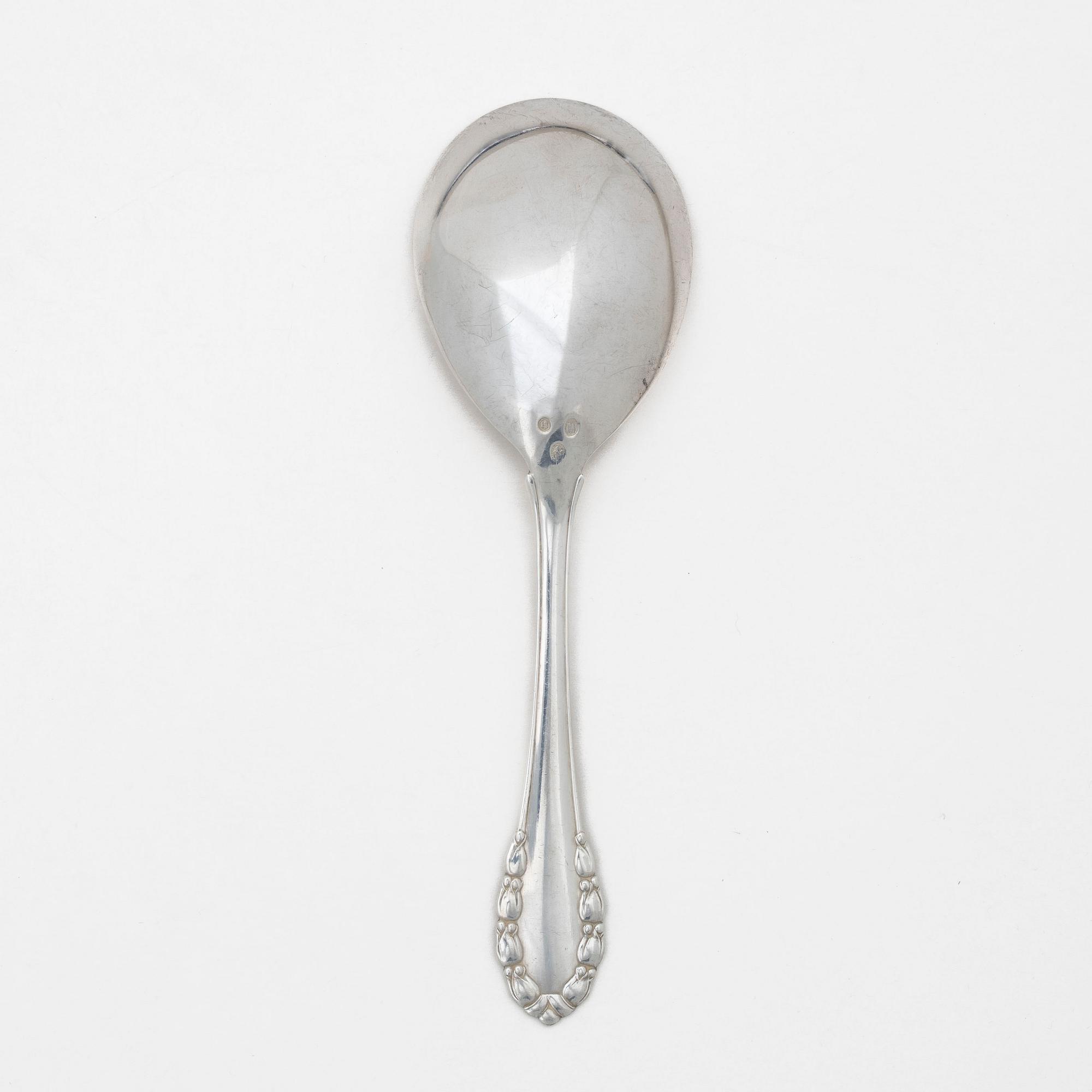 Georg Jensen, large serving spoon, silver, model "Lily of the Valley", Copenhagen, Denmark 1931.