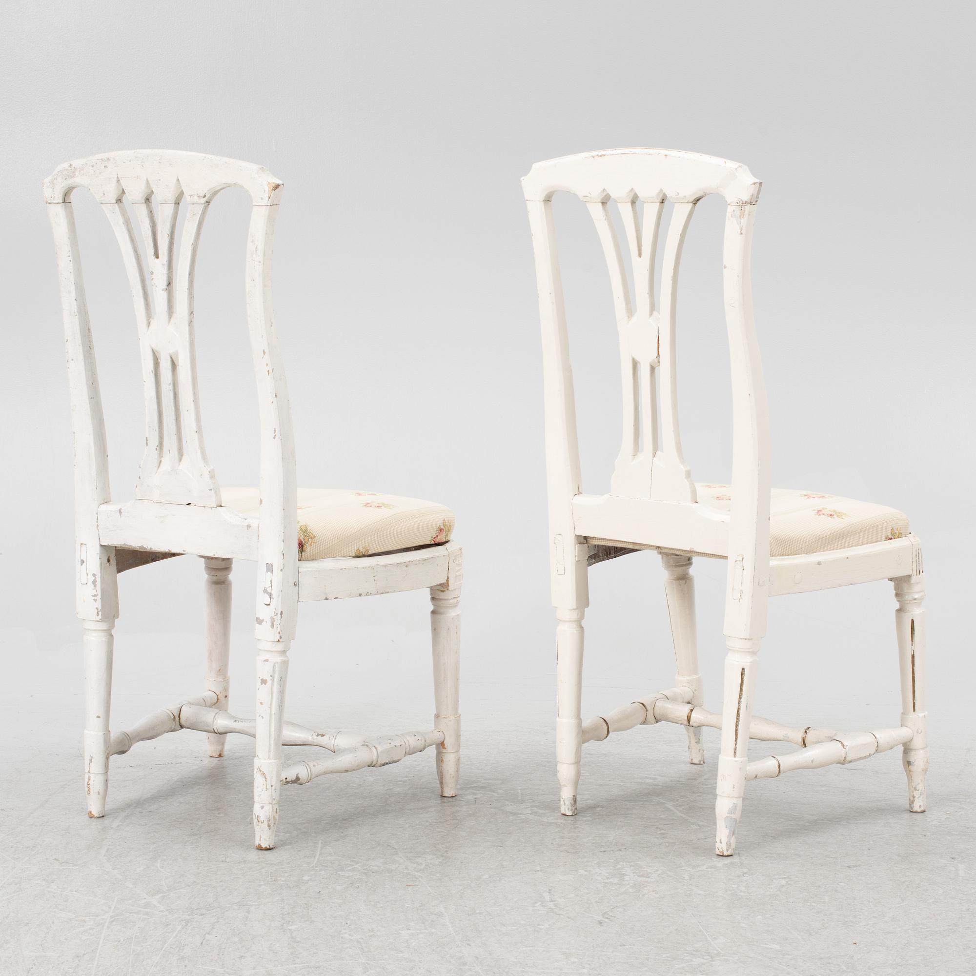 A pair of Gustavian chairs, late 18th century.