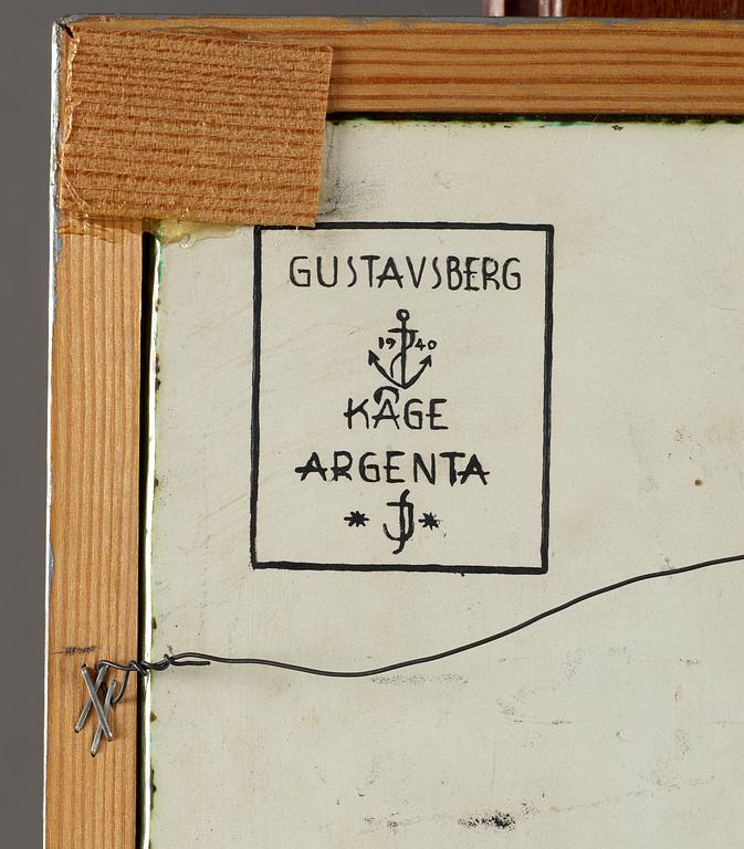 A Wilhelm Kåge 'Argenta' stoneware plaque, decorated by Sven Jonson, Gustavsberg 1940.