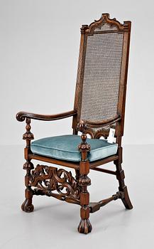 KARMSTOL, engelsk/holländsk barockstil, 1900-tal.