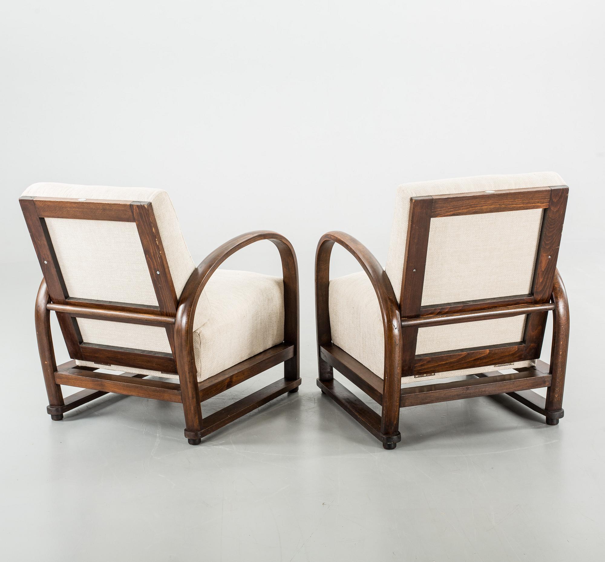 A COUPLE OF VIENNA PANCOTA ARMCHAIRS.
