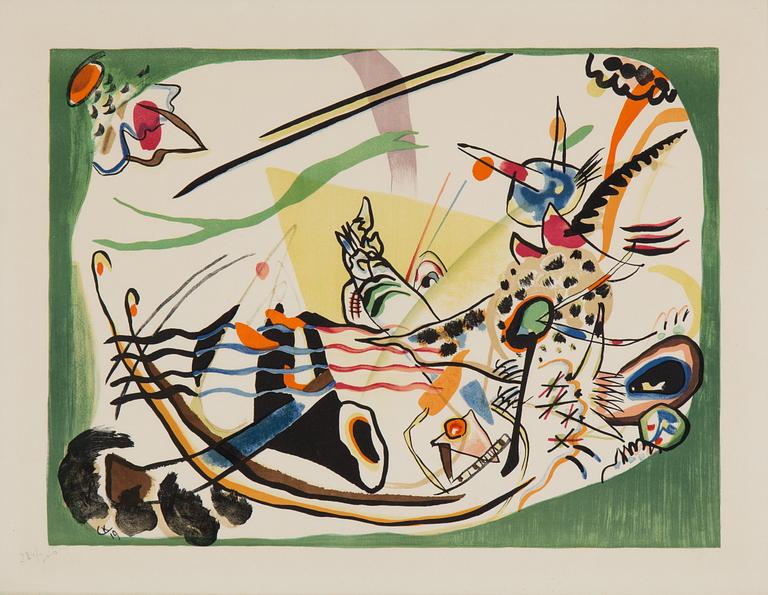 WASSILY KANDINSKY, efter, färglitografi, signerad i stenen CK och daterad -19, Numerad 224/300,