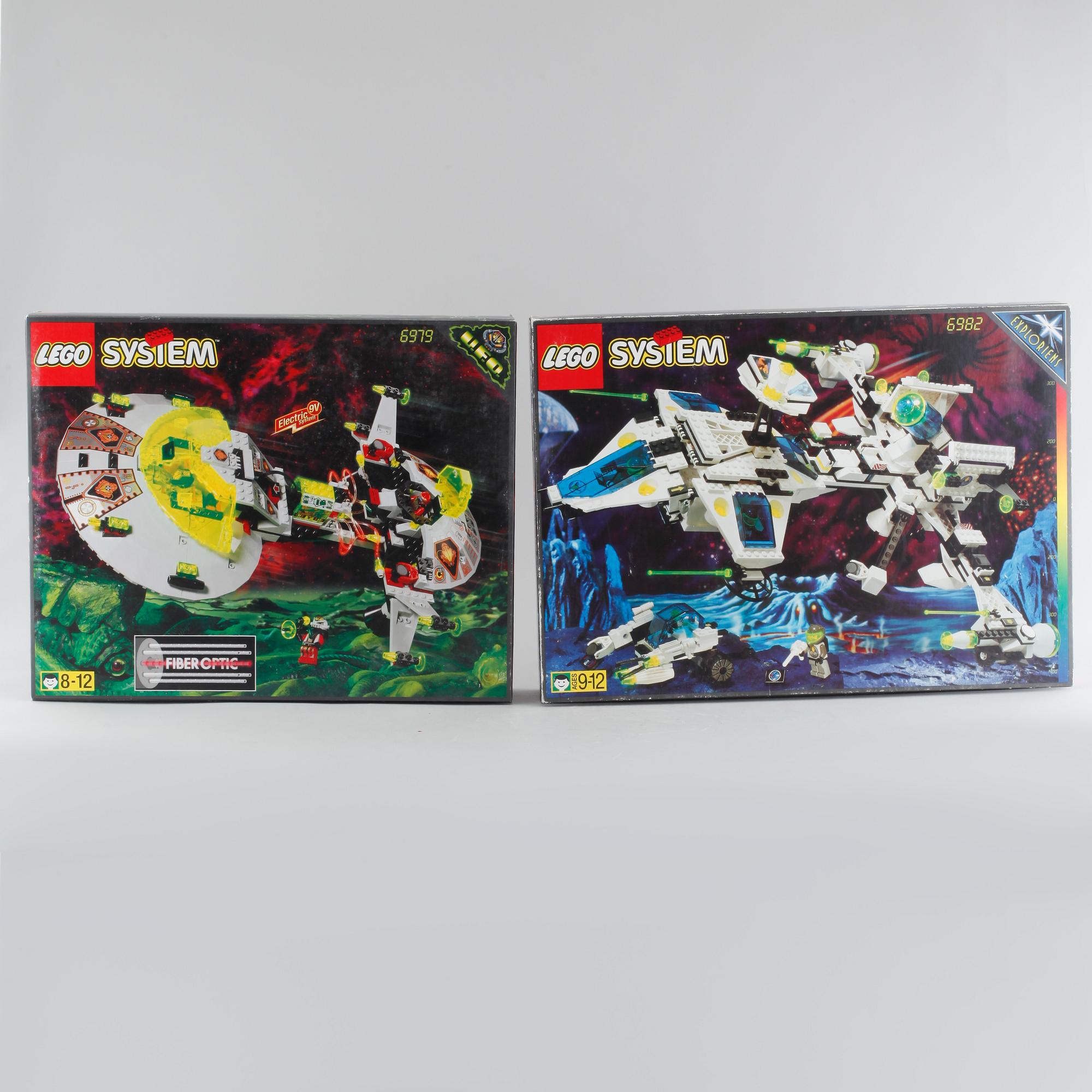 LEGO, "Interstellar starfighter" 6979 and "Explorien starship" 6982, Denmark, 1990s.