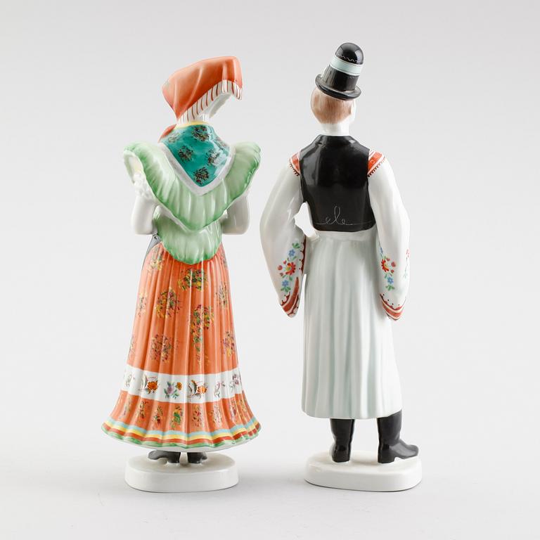 FIGURER, 2 st, porslin, Hollohaza, Ungern.