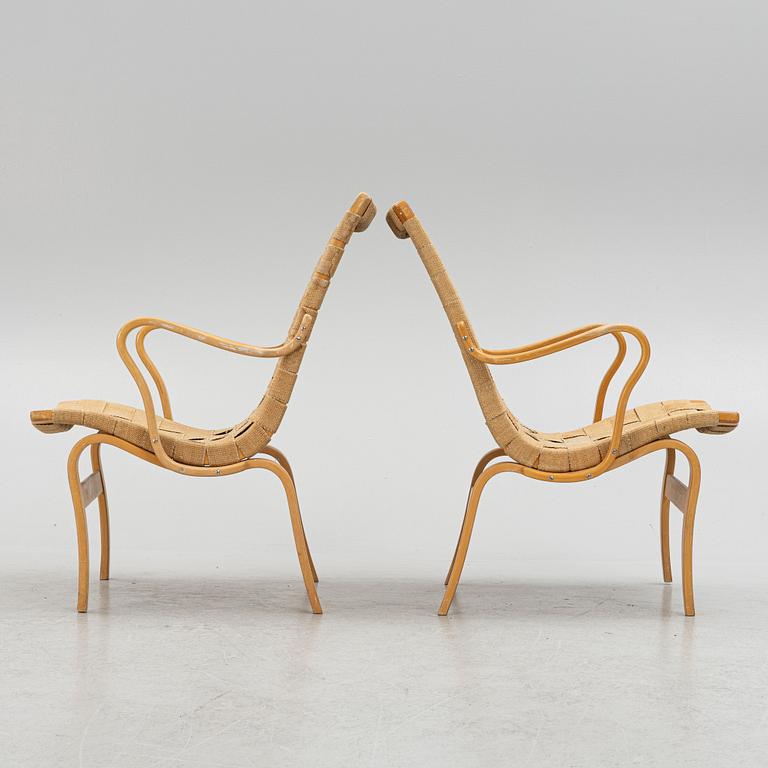 Bruno Mathsson, a pair of 'Eva' armchairs, Firma Karl Mathsson, Värnamo, 1969-76.