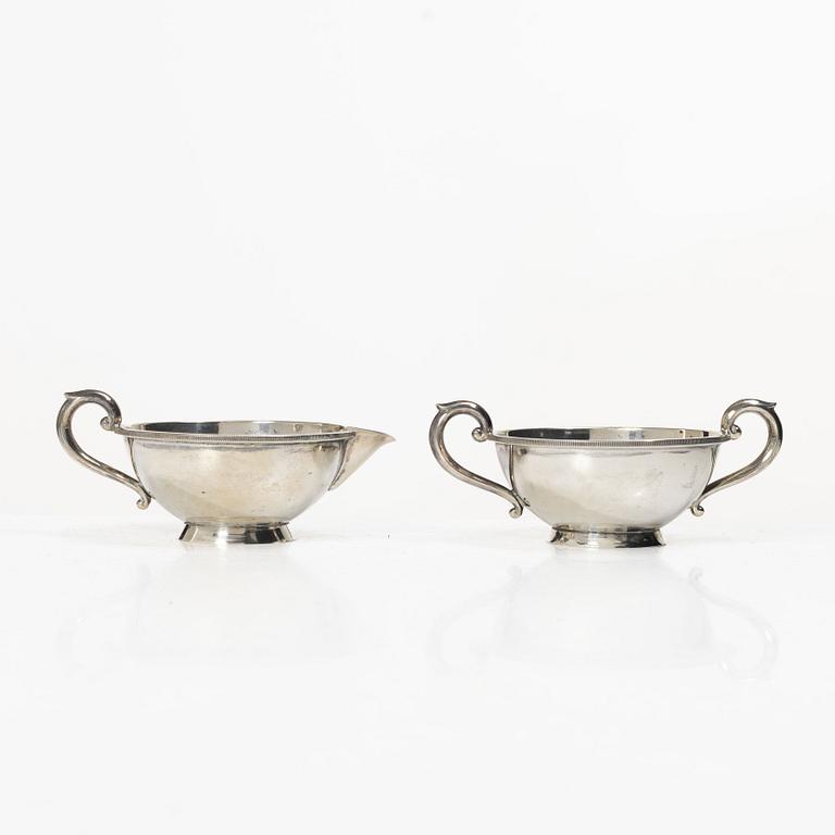 Grädd- och sockerskål, silver, J. Tostrup, Oslo, Norge, 1900-tal.