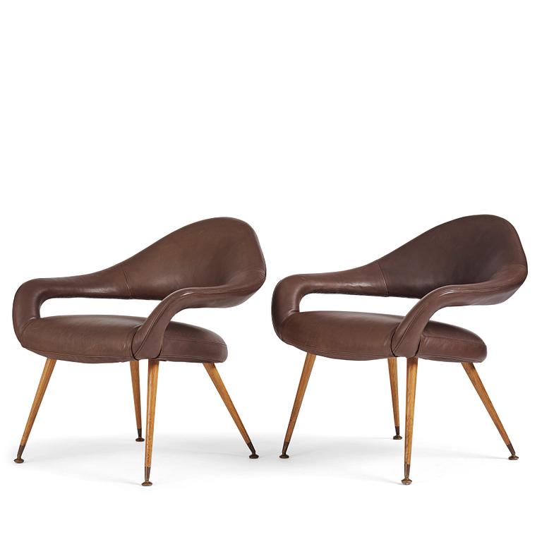 Gastone Rinaldi, a pair of armchairs, model 'DU 55', mid 20th century, post 1954.