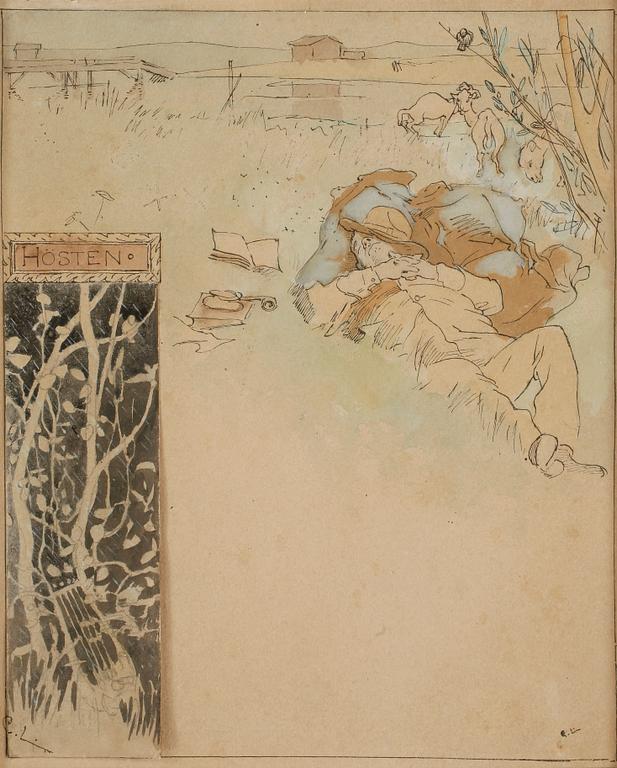 CARL LARSSON, Akvarell, signerad.